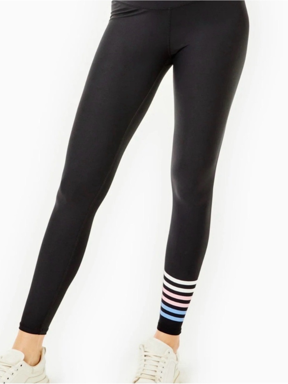 Addison Bay Black Leggings with Pastel Ankle Stripes